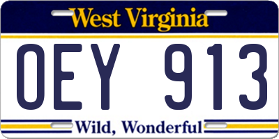 WV license plate OEY913