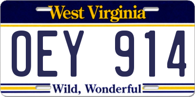 WV license plate OEY914