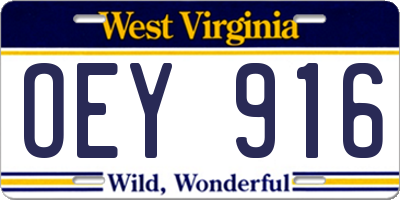 WV license plate OEY916