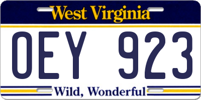 WV license plate OEY923
