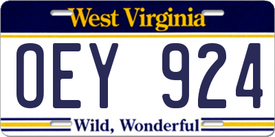 WV license plate OEY924