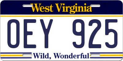 WV license plate OEY925