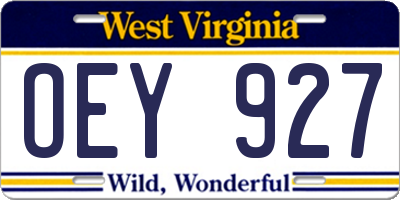 WV license plate OEY927