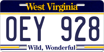 WV license plate OEY928