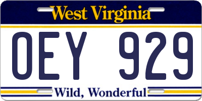 WV license plate OEY929