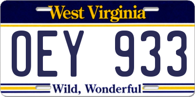 WV license plate OEY933