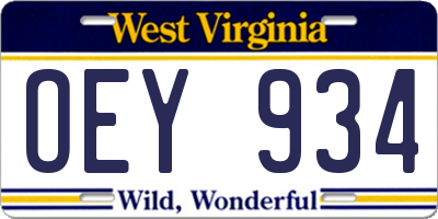 WV license plate OEY934
