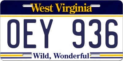 WV license plate OEY936