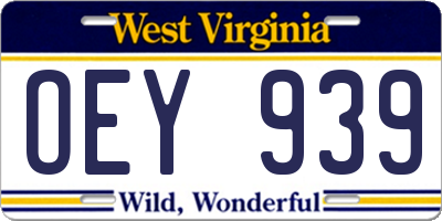 WV license plate OEY939