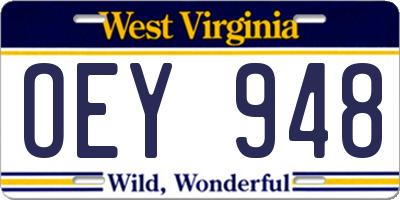 WV license plate OEY948