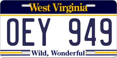 WV license plate OEY949