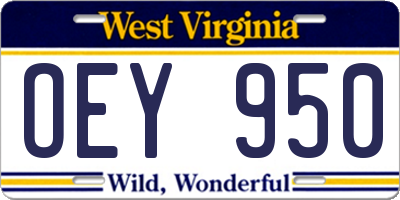 WV license plate OEY950