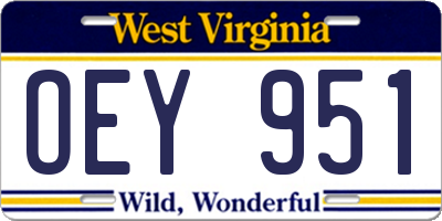 WV license plate OEY951