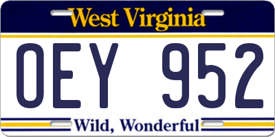 WV license plate OEY952