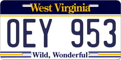WV license plate OEY953