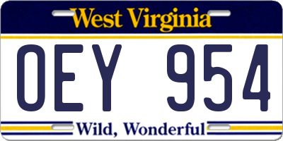 WV license plate OEY954