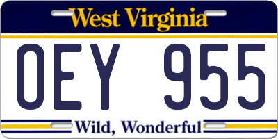 WV license plate OEY955
