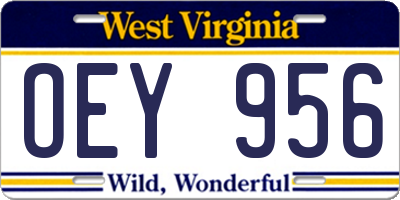 WV license plate OEY956