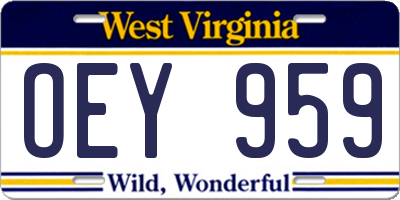 WV license plate OEY959