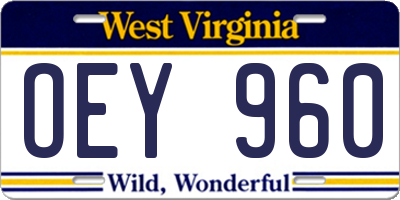 WV license plate OEY960