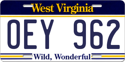 WV license plate OEY962