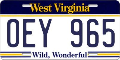 WV license plate OEY965