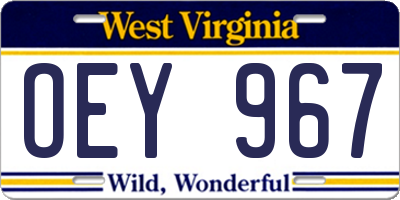 WV license plate OEY967