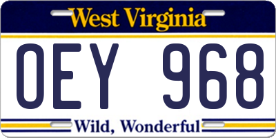 WV license plate OEY968