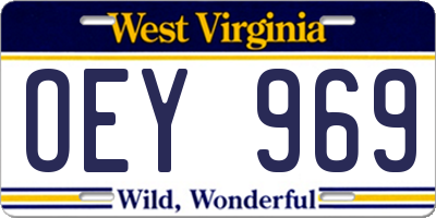 WV license plate OEY969