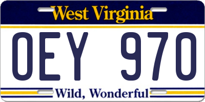 WV license plate OEY970