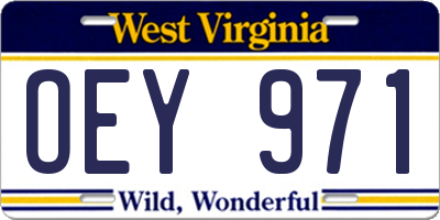 WV license plate OEY971