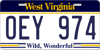 WV license plate OEY974