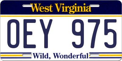 WV license plate OEY975