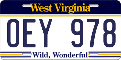 WV license plate OEY978