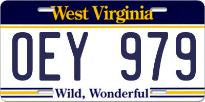 WV license plate OEY979