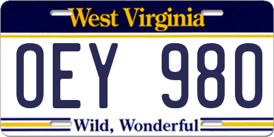 WV license plate OEY980