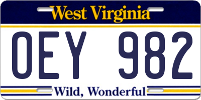 WV license plate OEY982