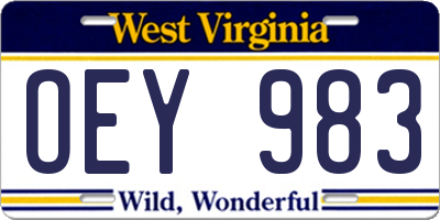 WV license plate OEY983