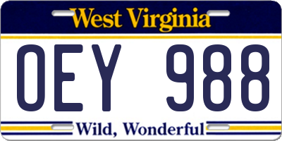WV license plate OEY988