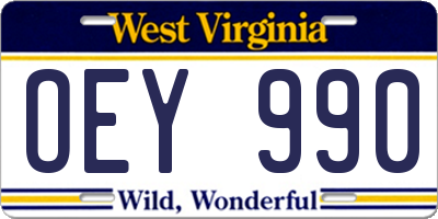 WV license plate OEY990