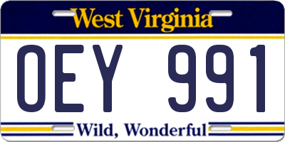 WV license plate OEY991
