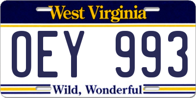 WV license plate OEY993