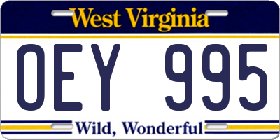 WV license plate OEY995
