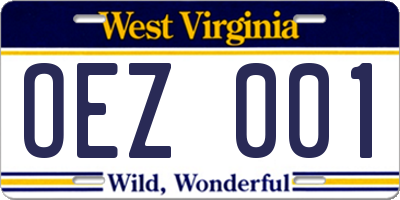 WV license plate OEZ001