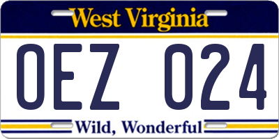 WV license plate OEZ024