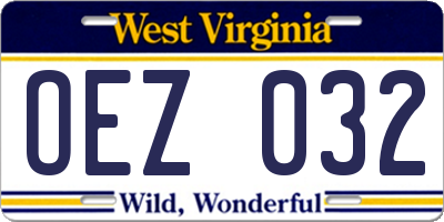 WV license plate OEZ032