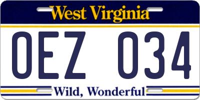 WV license plate OEZ034