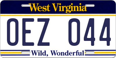 WV license plate OEZ044