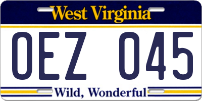 WV license plate OEZ045