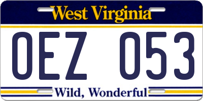 WV license plate OEZ053
